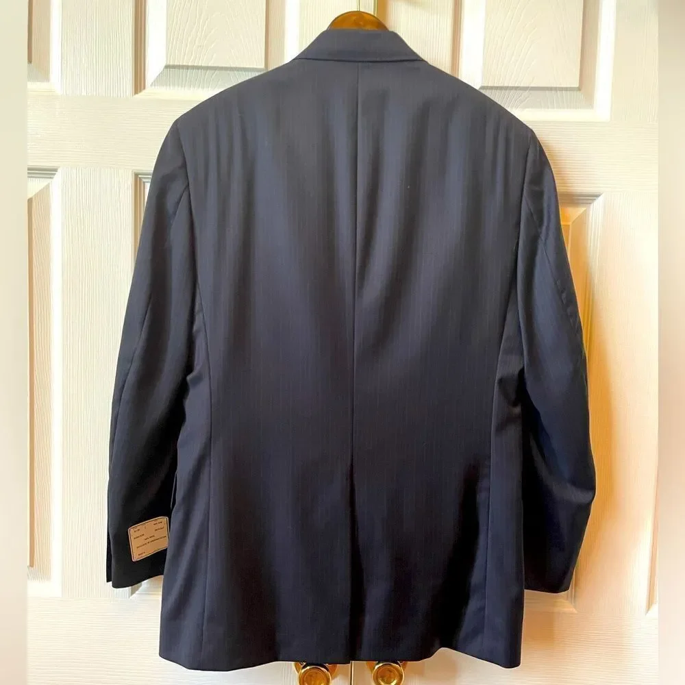 Navy Blue Pin Stripe Jos. A. Bank Signature Collection Suit 100% Wool 40R NWT